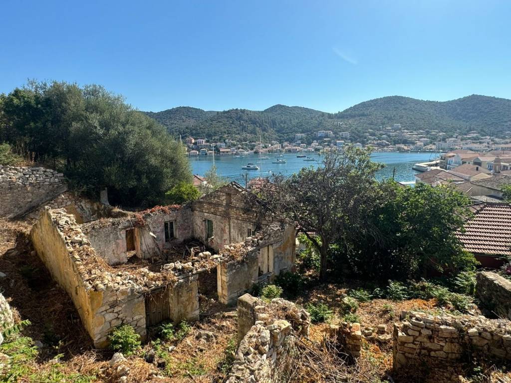 Aerial view of ruin with sea views for sale in Vathi Ithaca