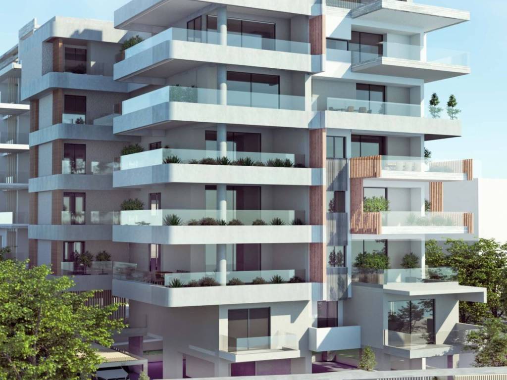 Πρόσοψη υπό γωνία του κτιρίου επί της Ολυμπίου Διός 9