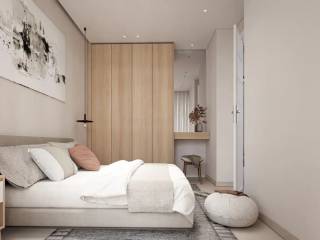 Υπνοδωμάτιο με minimal σχεδιασμό και εντοιχισμένες ντουλάπες