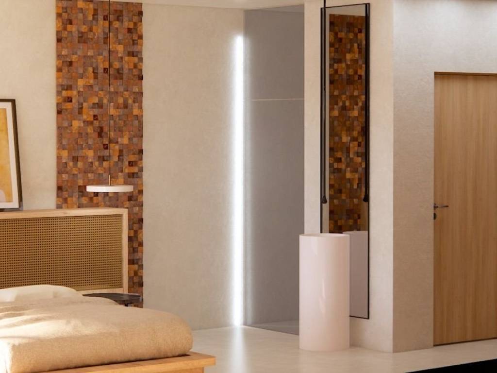 Kyrio ypnodomatio me thea ston orizonta.