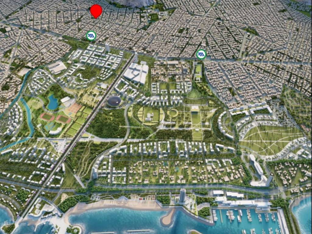 Διαμέρισμα (κόκκινη πινέζα) σε σχέση με Μετρό &amp; Ελληνικό