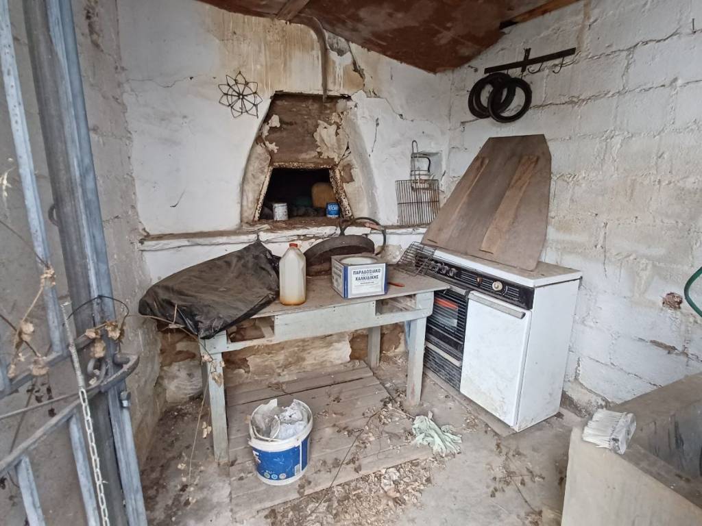 στην αυλή υπάρχει κτιστός χωρος με πέτρινο φούρνο ,