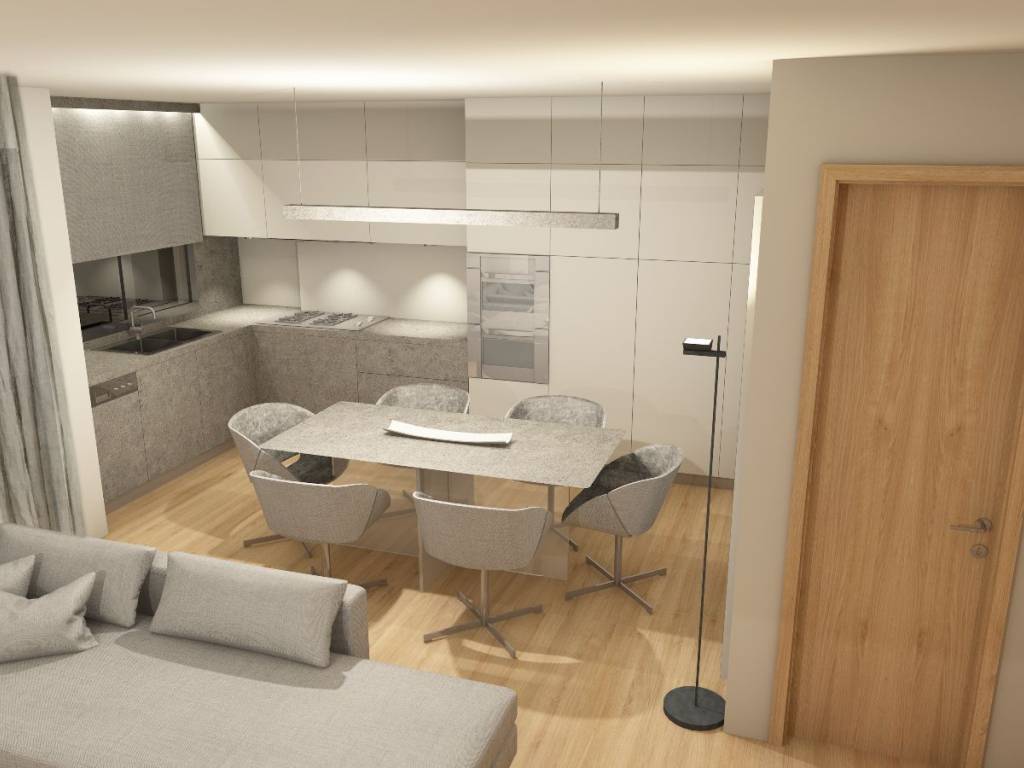 φωτορεαλιστικη απεικόνηση κουζίνας - τραπεζαρίας