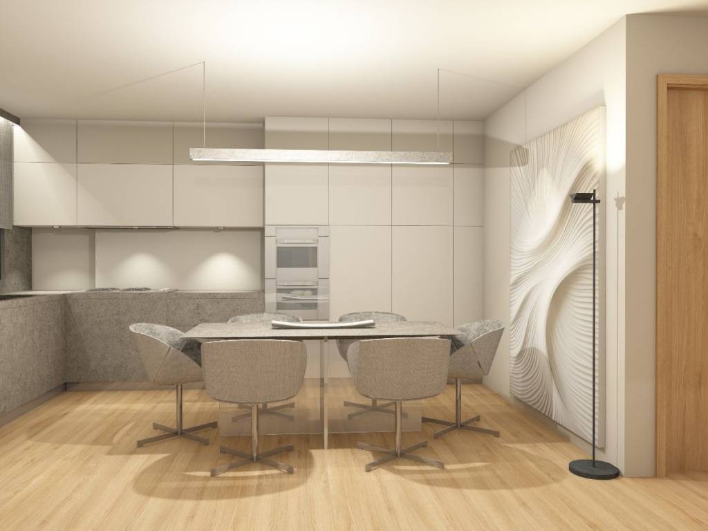 φωτορεαλιστικη απεικόνηση κουζίνας - τραπεζαρίας