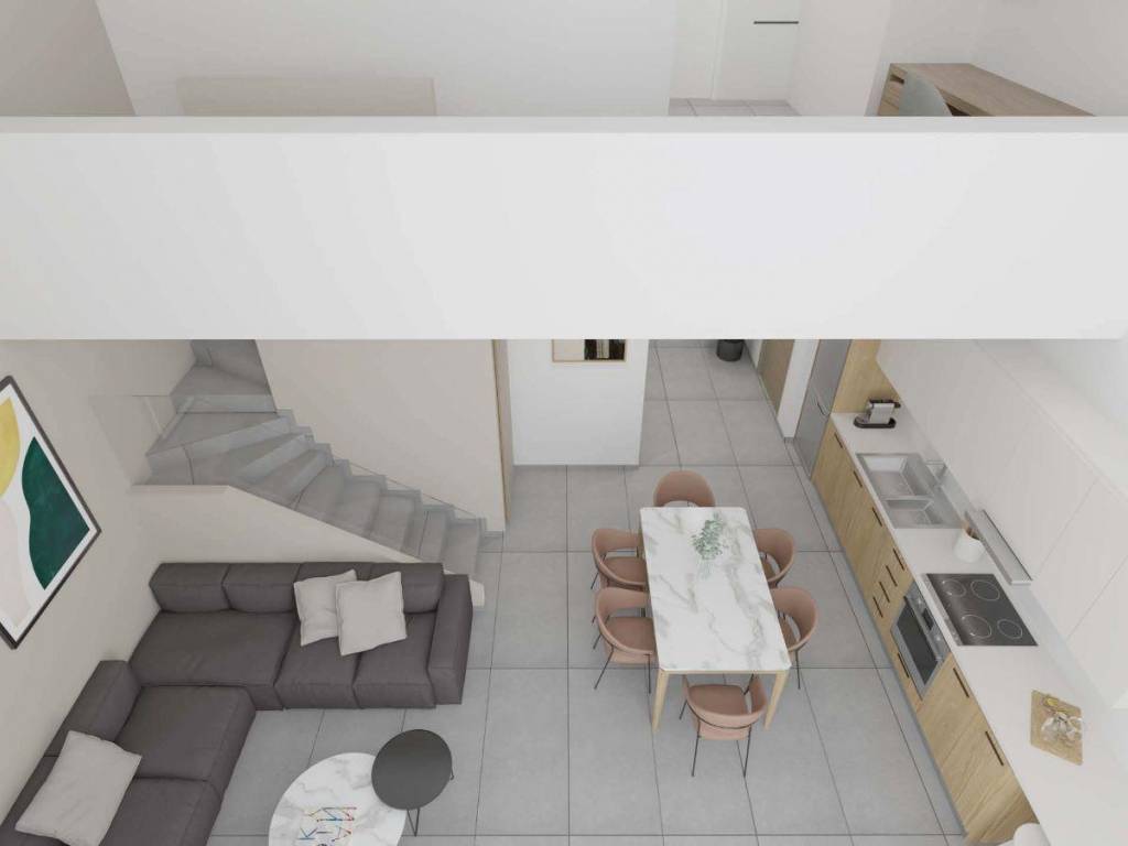 Typical living room virtual view of second level flat